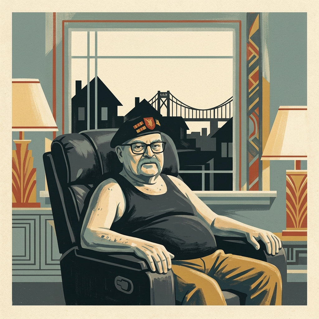 Shlomo as an old man in his New Jersey apartment