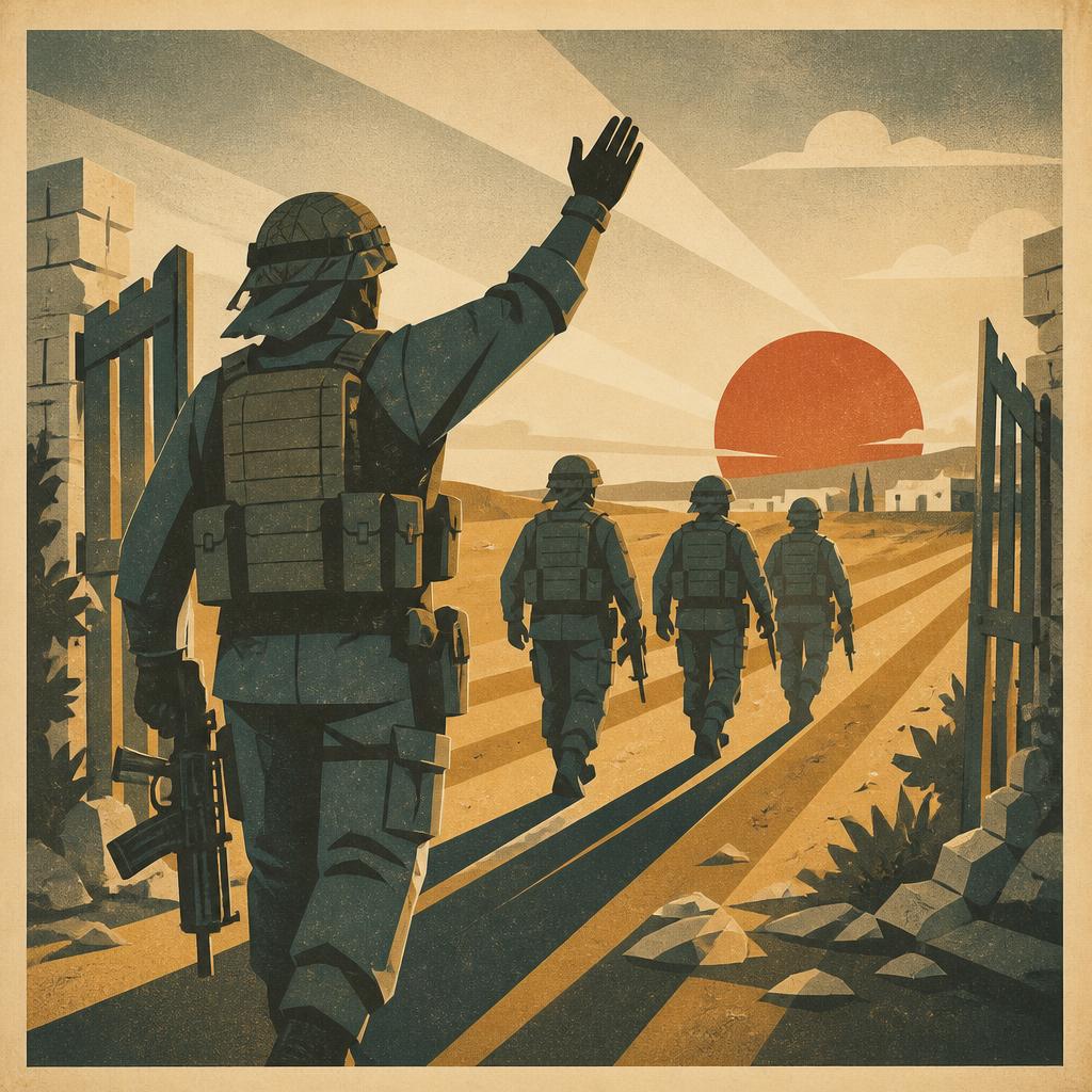 An IDF officer waving his unit forward at dawn