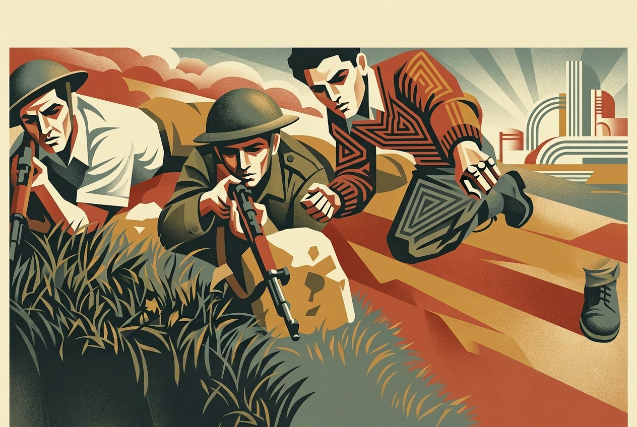 Palmach fighters prone in the field