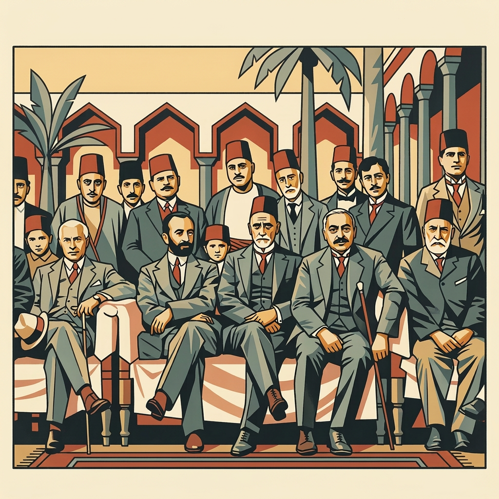 Baghdadi Jewish notables in tarboush and suits