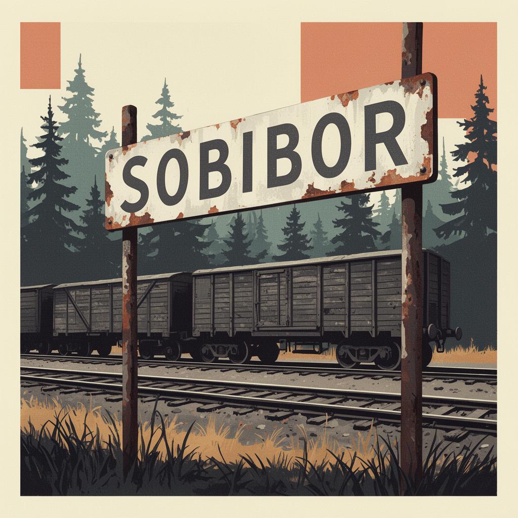 Weathered railway sign reading SOBIBOR