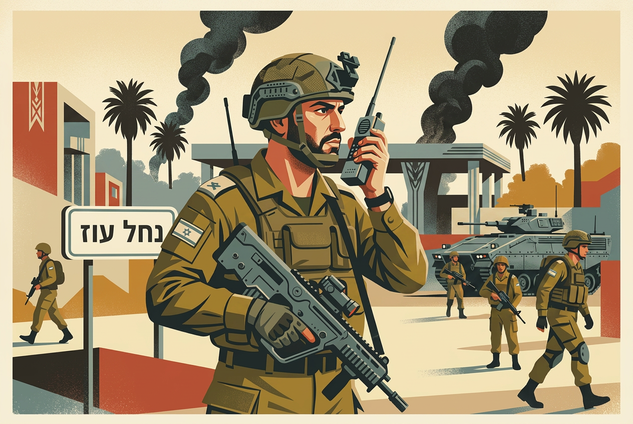 IDF soldiers arriving at Nahal Oz on October 8