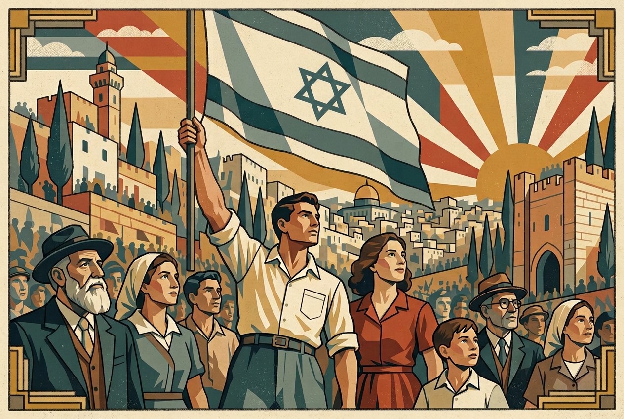 Crowds dancing in the streets of Tel Aviv on the night of the UN vote