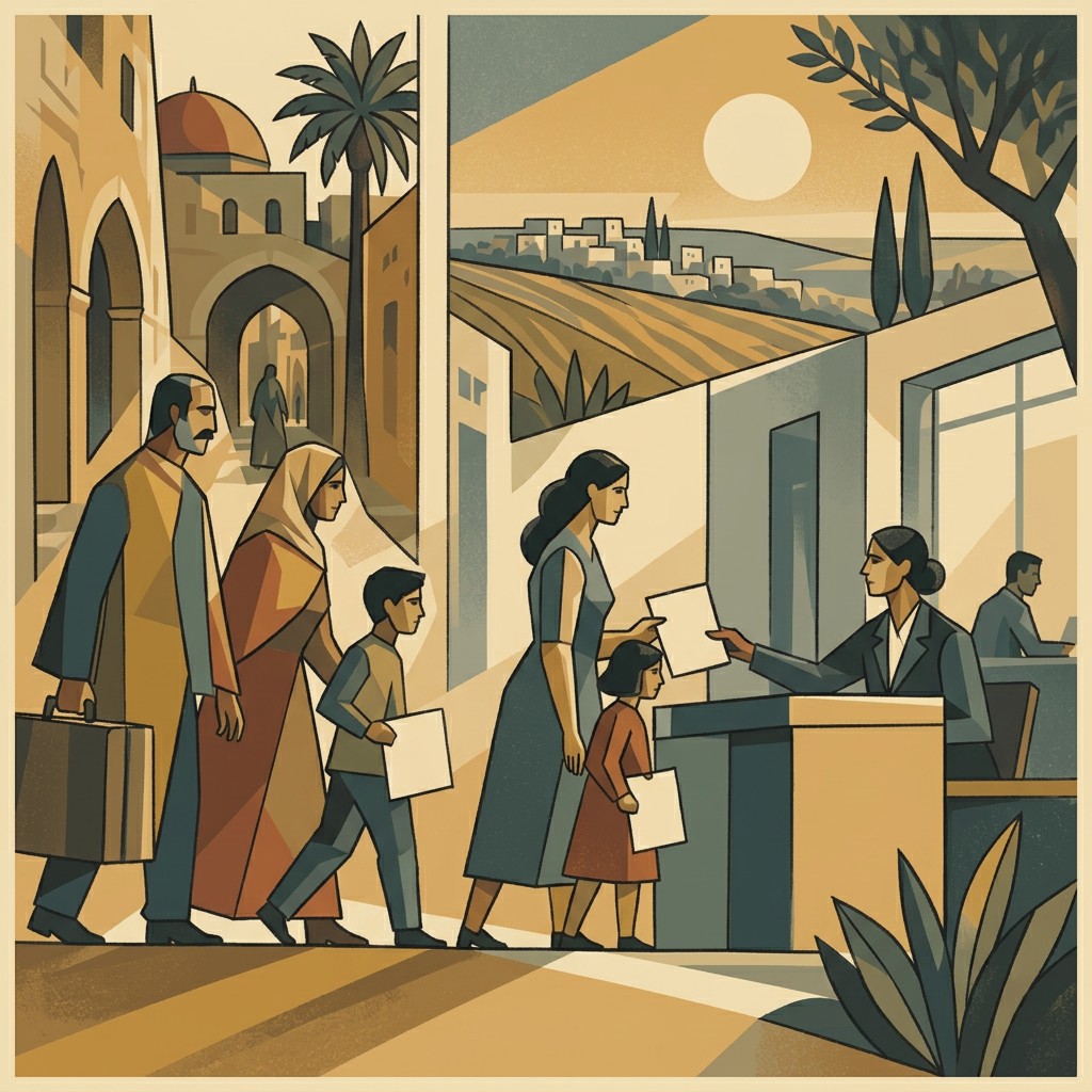 A stylized genealogy of Israeli names, including Michael Oren, David Ben Gurion, Golda Meir, Natan Sharansky, and Abba Eban