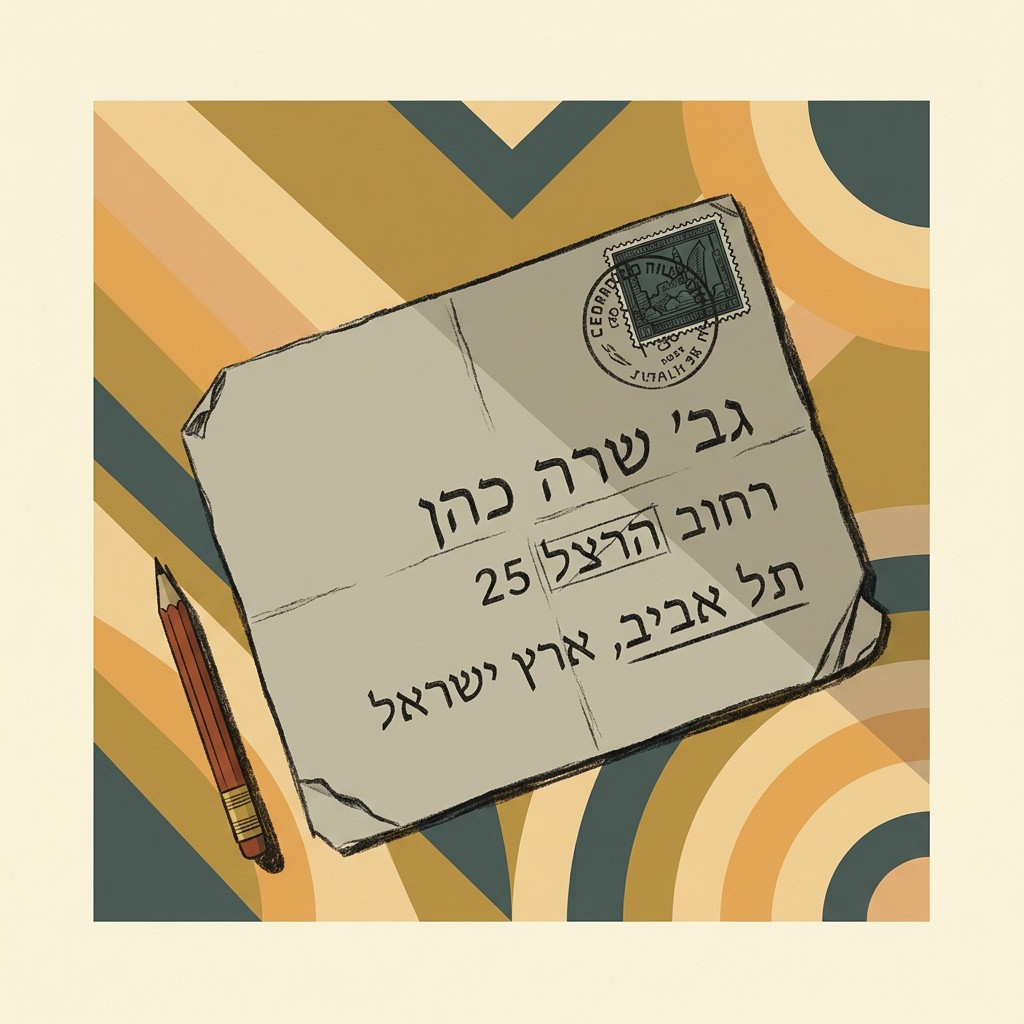 An aged envelope addressed in Hebrew to Tel Aviv with a Mandate-era postage stamp