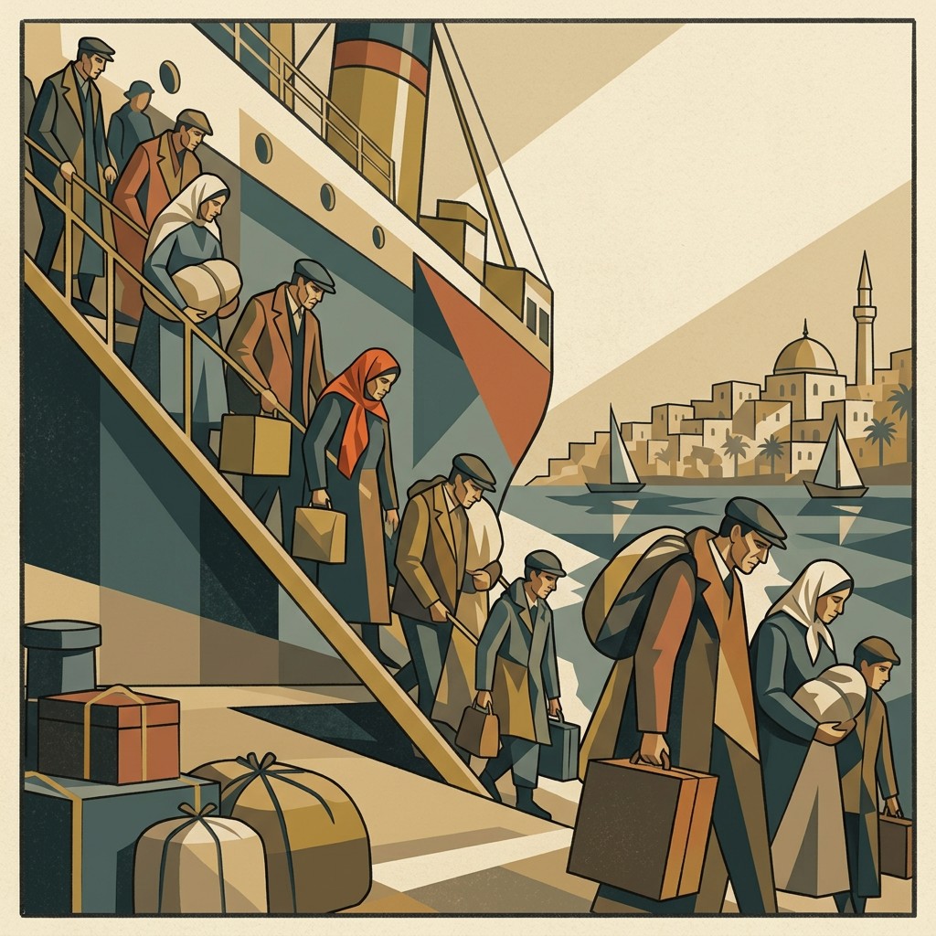 Arrival by steamer at Jaffa